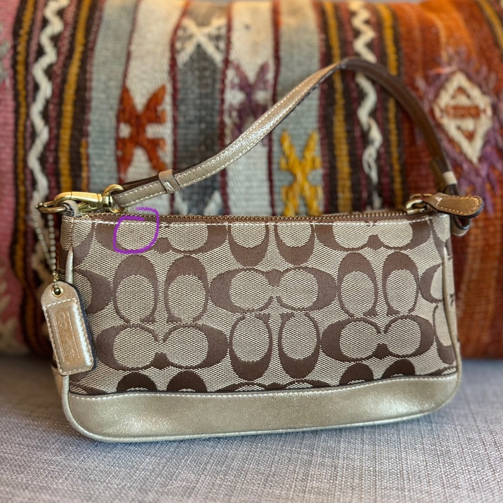 Vintage Y2K Coach Signature Demi Mini Bag in Canvas and Gold Leather - Picture 12 of 12